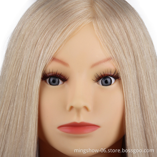 High quality 24"blonde Hairdressing Training Head Mannequin 30% Real Human Hair + Free Clamp Wholesale